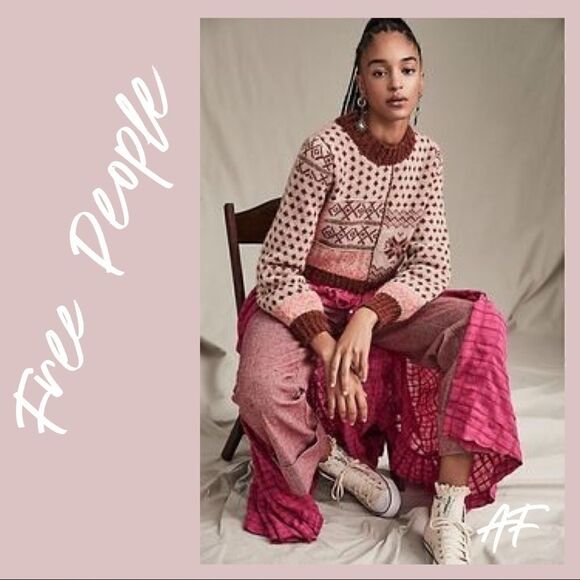 FREE PEOPLE SELINA TWEED TROUSERS PINK ROSE NWT - Picture 7 of 15